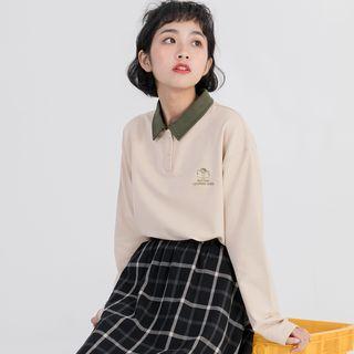 Contrast-color Polo Sweatshirt