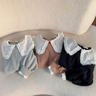 Frilled Wide-collar Sweatshirt