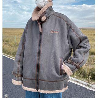 Fleece Trim Color-block Jacket