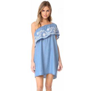 One-shoulder Striped A-line Dress