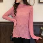 Long-sleeve High Neck Lace Top