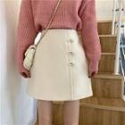 Frog Buttoned A-line Skirt