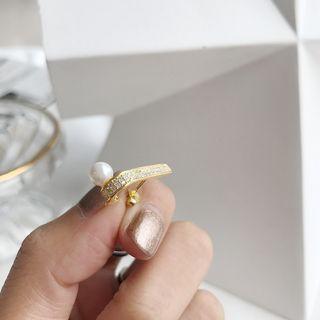 925 Sterling Silver Faux Pearl Earring E108 - Faux Pearl Earring - Gold - One Size