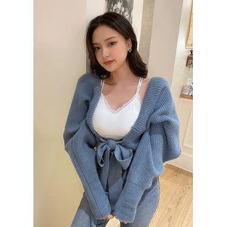 Tie-front Rib-knit Bolero
