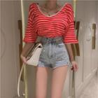 Open Back Striped T-shirt