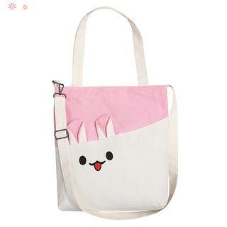 Two-tone Cartoon Print Tote Bag