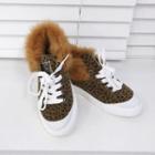 Faux-fur Trim Leopard Sneakers
