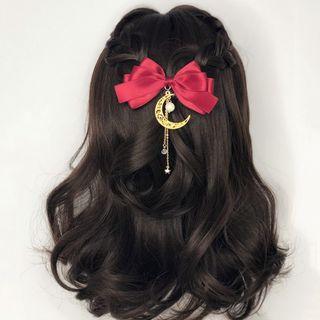 Faux Pearl Alloy Moon Bow Hair Clip