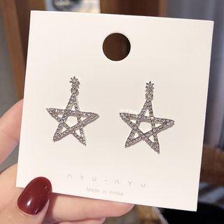 Rhinestone Star Dangle Earring 1 Pair - E044 - One Size