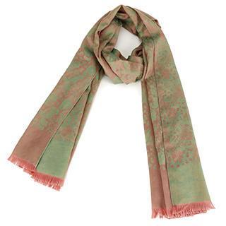 Fringed Patterned Scarf Pink - One Size