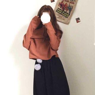 Set: Off-shoulder Knit Top + Midi Skirt