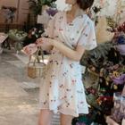 Cherry Short-sleeve A-line Chiffon Dress