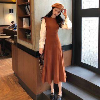Mock Two Piece Knit Color-block Dress