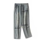 Distressed Cropped Straight Leg Jeans Gray - One Size