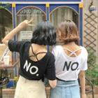 Cross Back Printed Short-sleeve T-shirt