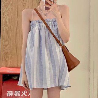 Spaghetti Strap Striped Dress Blue & White - One Size