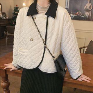 Two-tone Quilted Jacket Almond - One Size