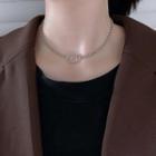 Hoop Pendant Sterling Silver Choker Silver - 38cm