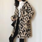 Leopard Print Knit Cardigan / Sleeveless Dress