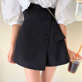 High-waist Asymmetrical A-line Shorts