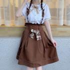 Short-sleeve Bow Blouse / Jumper Skirt