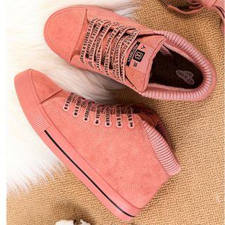 Lettering Strap Lace Up High Top Sneakers
