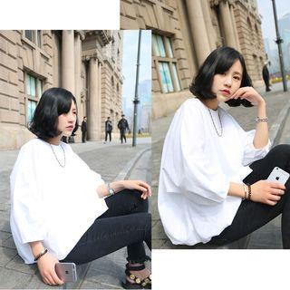 Plain Loose Fit 3/4 Sleeve Top