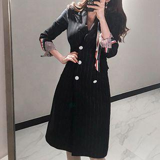 Striped Double Breasted Blazer Dress