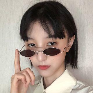 Double-bridge Color Lens Slim Sunglasses