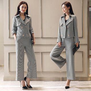 Set: Double Breasted Blazer + Wide Leg Pants