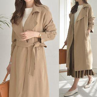 Wide-lapel Wrap Coat & Sash