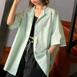 Plain Oversize Short-sleeve Shirt