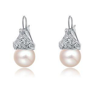 Alloy Faux Pearl Earring Platinum - One Size