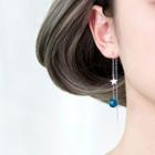 925 Sterling Silver Bead & Star Dangle Earring Blue Planet - Silver - One Size