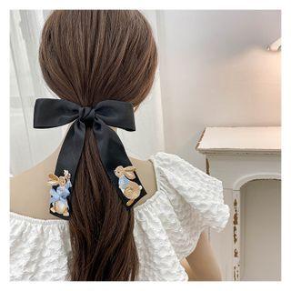 Rabbit Embroidered Bow Hair Tie