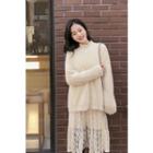 V-neck Fluffy Sweater Ivory - One Size