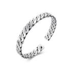 925 Sterling Silver Fashion Simple Geometric Textured Open Bangle Silver - One Size