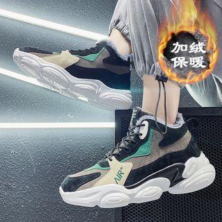 Color Block Lace-up Fleece-lined Athletic Sneakers