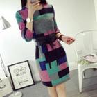 Long-sleeve Woolen Plaid Dress