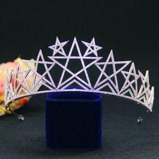 Rhinestone Star Wedding Crown Silver - One Size