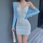 Halter-neck Sheath Dress / Plain Shirt
