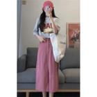 Short-sleeve Lettering T-shirt / Wide Leg Cropped Pants / Set