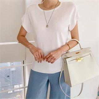 Cap-sleeve Plain Knit Top