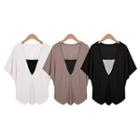 Short-sleeve Paneled V-neck Top