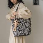 Print Canvas Tote Bag Zebra - Black & White - One Size