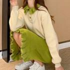 Set: Collared Sweater + Midi Knit Skirt