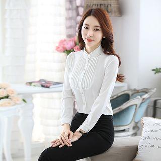 Set: Ruffle Trim Blouse + Dress Pants