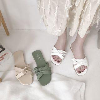 Crossed Strap Slide Sandals
