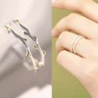 925 Sterling Silver Branches Layered Open Ring Silver & Gold - One Size