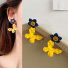 Alloy Flower & Butterfly Dangle Earring 1 Pair - Yellow & Dark Blue - One Size